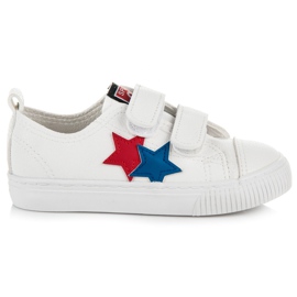 L&H Sneakers in pelle con velcro bianco blu rosso