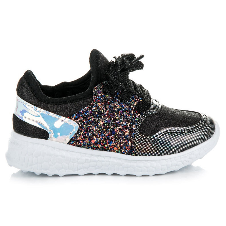 Scarpe legate con glitter nero