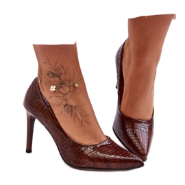 Step in style Scarpe con tacco alto Modello Lewski Shoes 2659 Marrone Wąż - Entra con stile