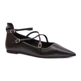 Ballerine da donna a punta in ecopelle, Nero