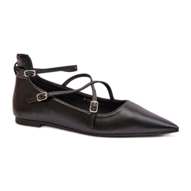Ballerine da donna a punta in ecopelle, Nero