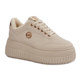 Scarpe sportive con plateau da donna realizzate in ecopelle Beige