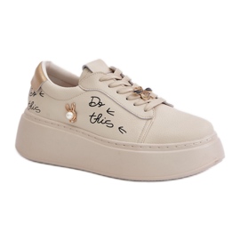 Vinceza Sneakers da donna realizzate in pelle colore Beige naturale