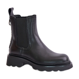 Stivaletti slip-on da donna realizzati in pelle naturale Nera nero