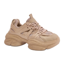Sneakers da donna beige con suola massiccia