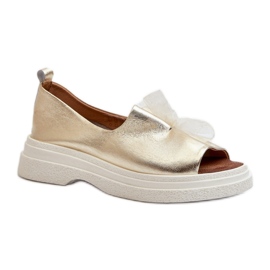 Sandali da donna in pelle naturale Zazoo Gold d'oro