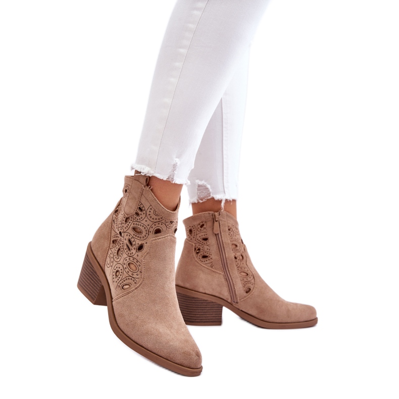 S. BARSKI S.Barski Stivali da cowboy traforati beige