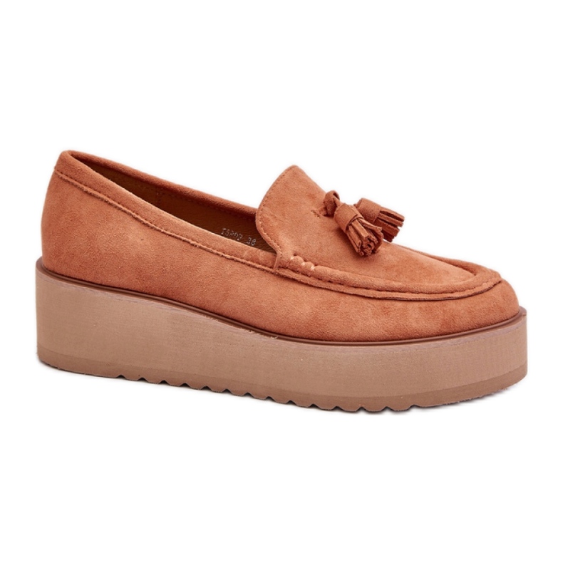 Mocassini da donna realizzati in eco suede su plateau arancia