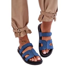 Infradito da donna in tessuto Blu Scuro