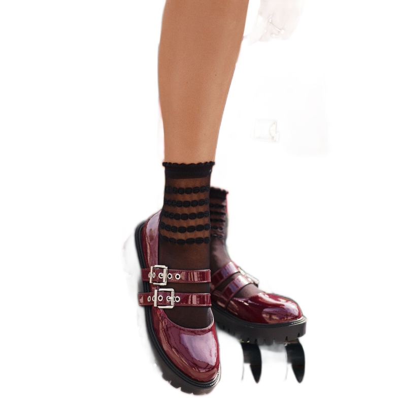 Scarpe in vernice con fibbie bordeaux rosso