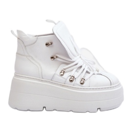Scarpe sportive bianche Zazoo con fondo massiccio bianco