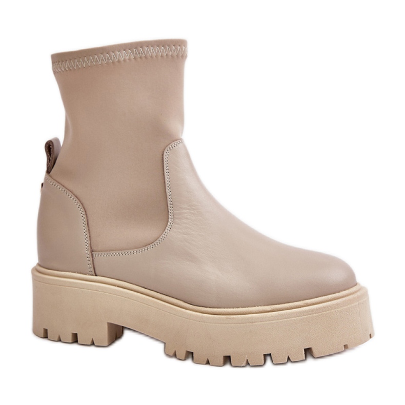 Stivaletti in pelle modello Zazoo Beige