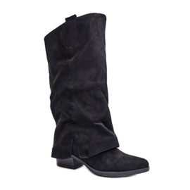 Stivali In Camoscio Modello Cowboy Nero