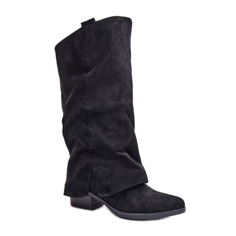 Stivali In Camoscio Modello Cowboy Nero
