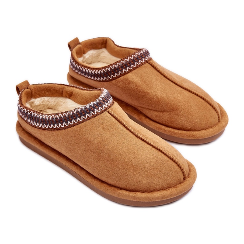 Pantofole in pelliccia di cammello marrone