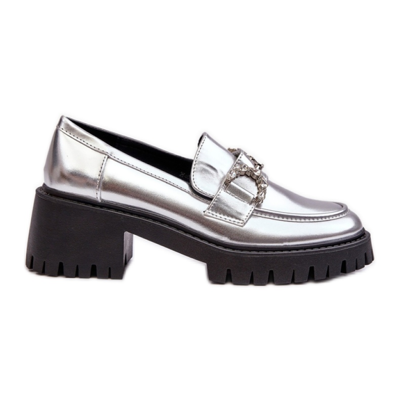 Mocassini slip-on da donna argento d'argento
