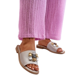 S. BARSKI Sandali bassi da donna con decorazioni beige