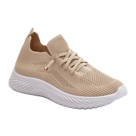 Scarpe sportive con calzino slip-on beige