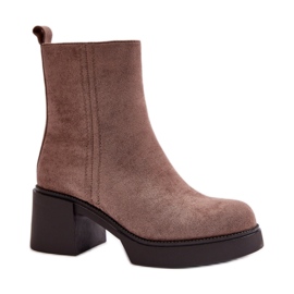 Stivaletti da donna con tacco e plateau stabili beige