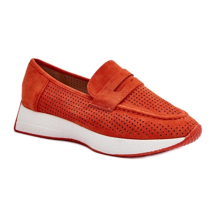 Mocassini traforati arancioni arancia