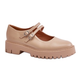 Scarpe basse con tacco massiccio beige