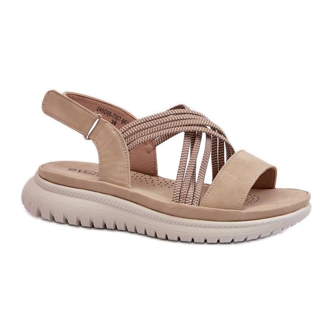 Sandali da donna con chiusura in velcro 24SD06-7057 beige