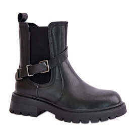 Stivaletti Chelsea con fibbia da donna Sergio Leone TR719-S, di colore nero