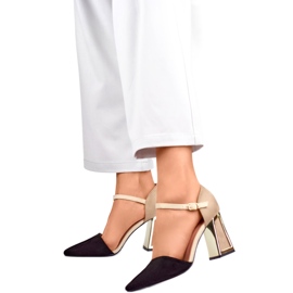 Sandali da donna 8338-268B beige e nero