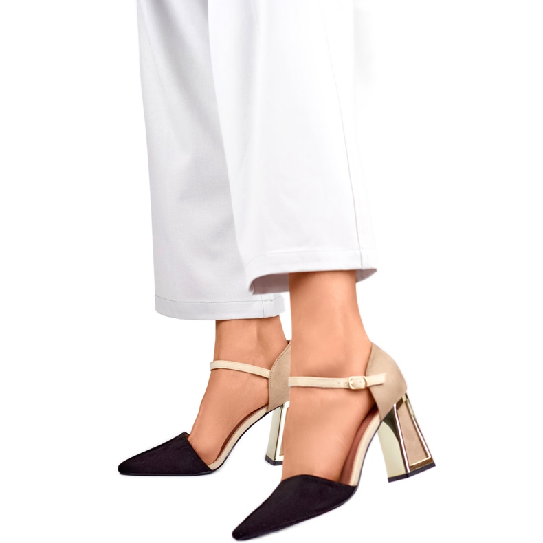 Sandali da donna 8338-268B beige e nero