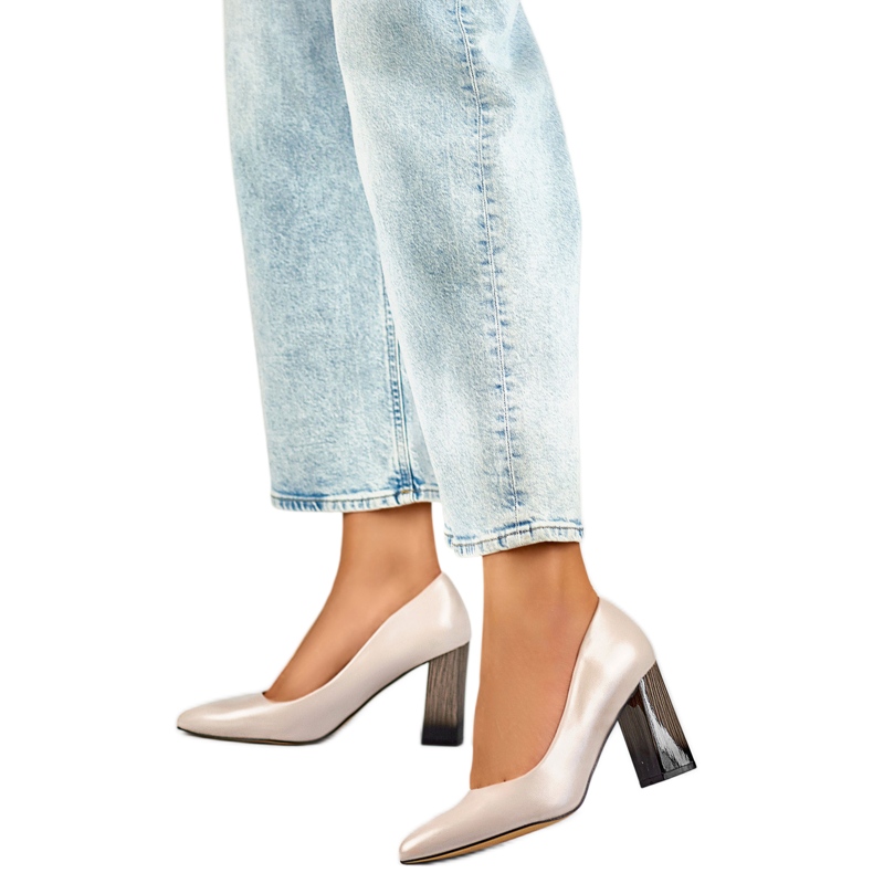 Décolleté con inserto in pelle GD-FL486A-L.BE beige
