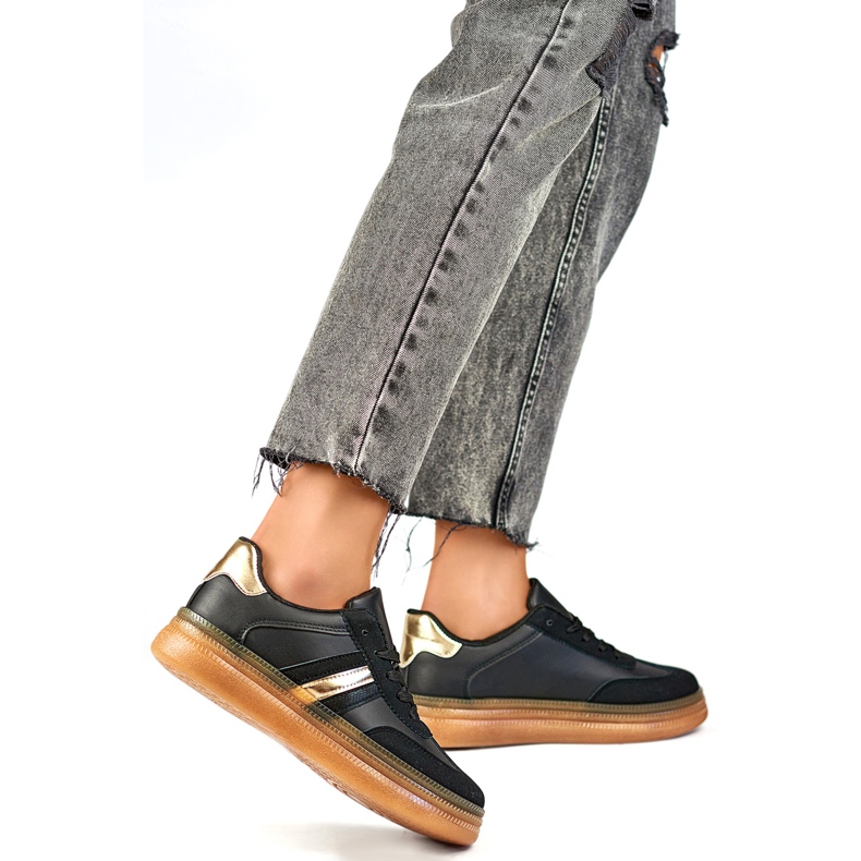 Scarpe sportive da donna A185B, nere e beige nero