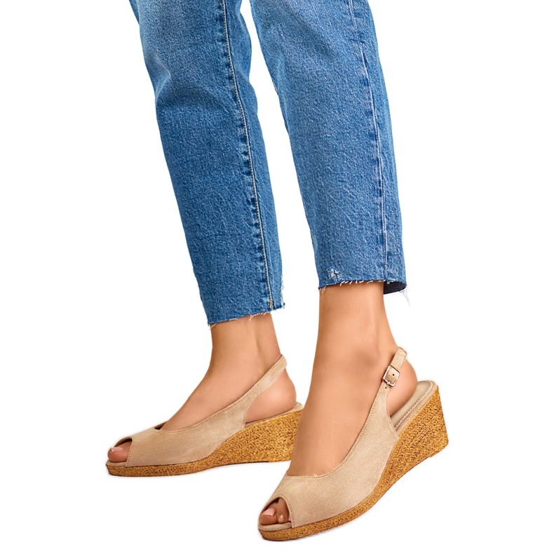 Sandali con zeppa da donna GD-FL653BE, beige