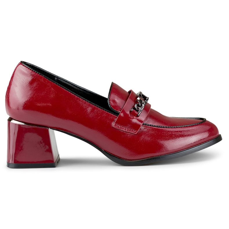 Scarpe laccate con catena GD-FL470BUR, bordeaux rosso