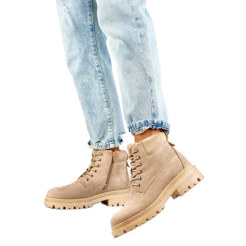 Trapper da donna foderati in pelliccia A5201-39BE, beige