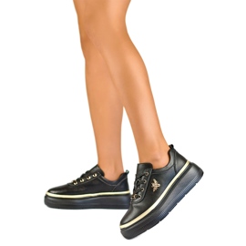 Scarpe sportive da donna con decorazione GD-XF120C-B, nere nero