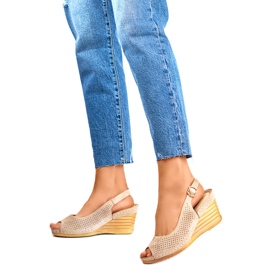 Sandali con zeppa da donna GD-FL1243KH, beige
