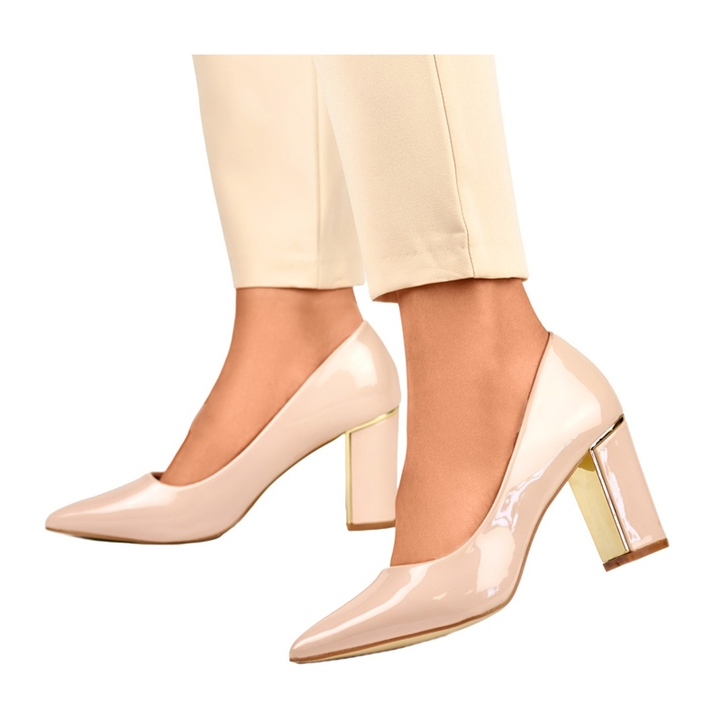 Décolleté da donna in vernice GD-DO112B-BE, beige