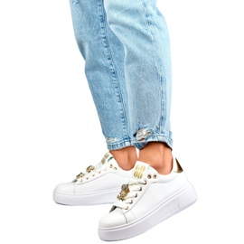 Scarpe sportive da donna con orsetto EV392-1GO bianche bianca