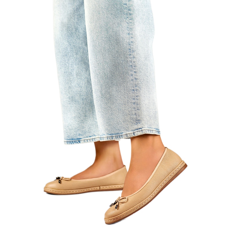 Ballerine da donna con fiocco GD-XR392A-BE beige