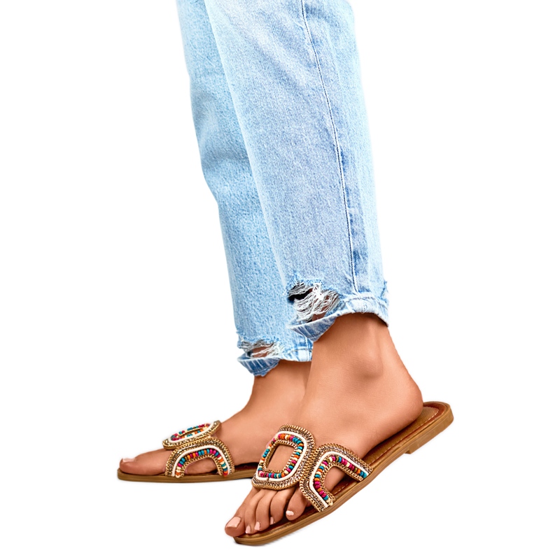 Infradito da donna con perline 1122MIX multicolore