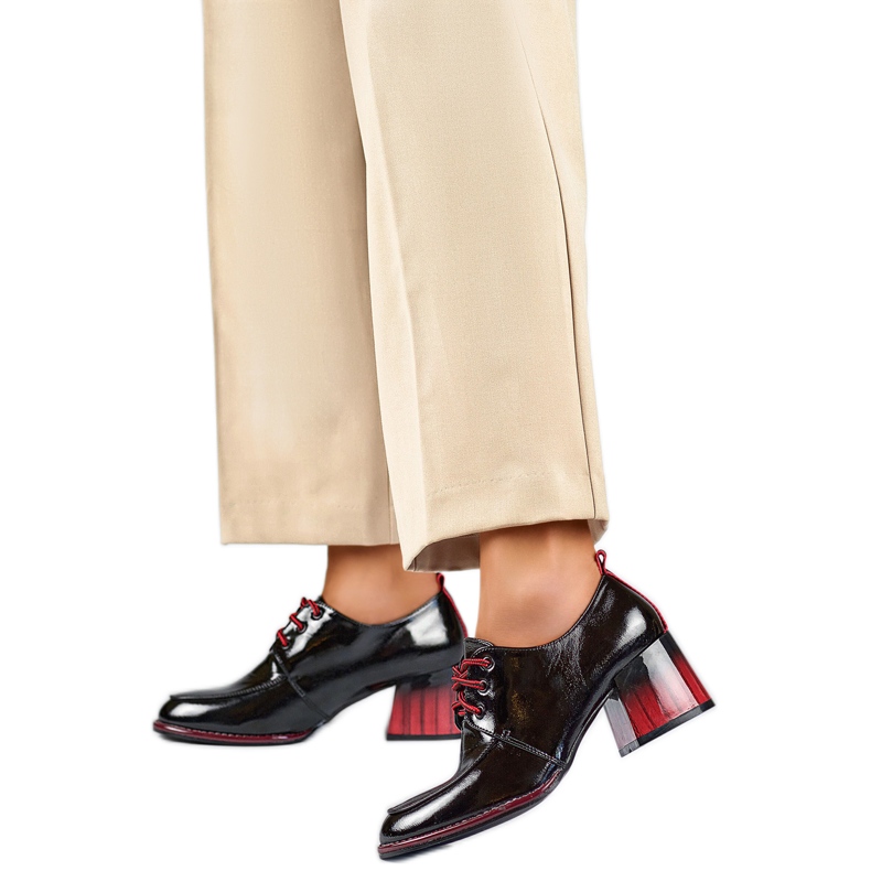 Scarpe da donna GD-FL439-B Pelle verniciata nero