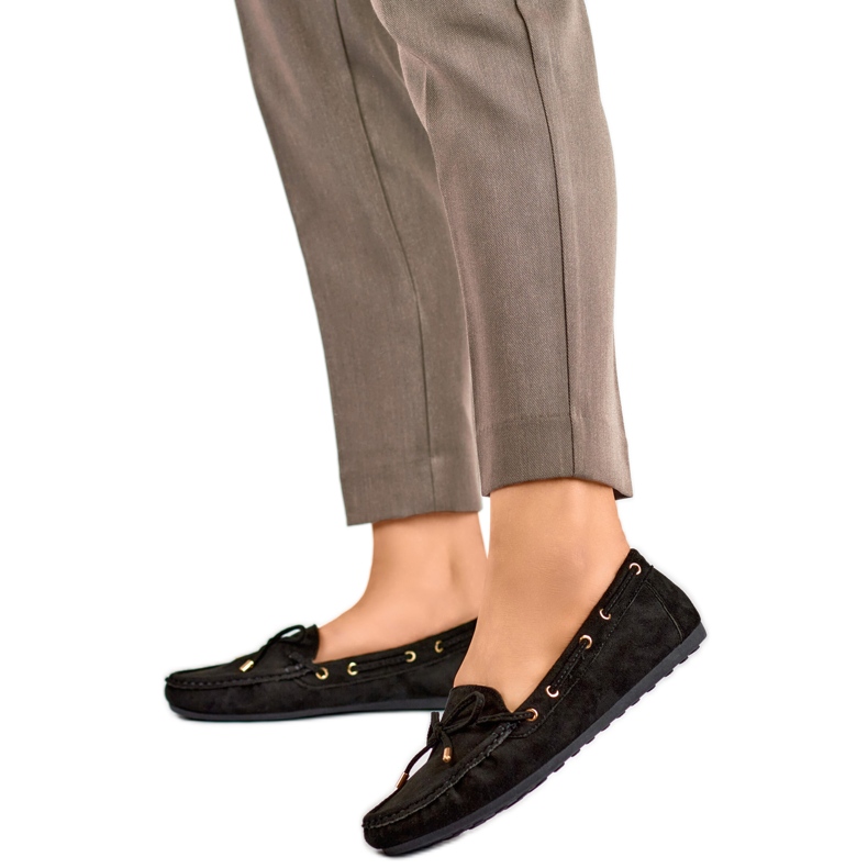 Mocassini da donna QQ5B con fiocco nero