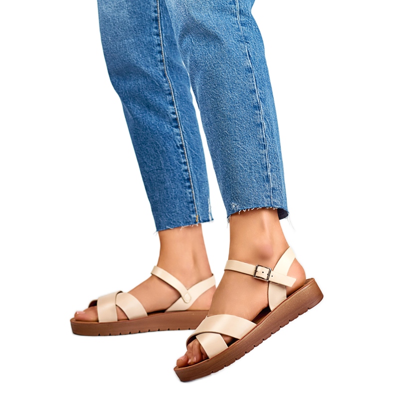Sandali da donna sulla piattaforma PS13BE beige