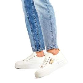 Scarpe da ginnastica da donna sulla piattaforma LY100W bianco