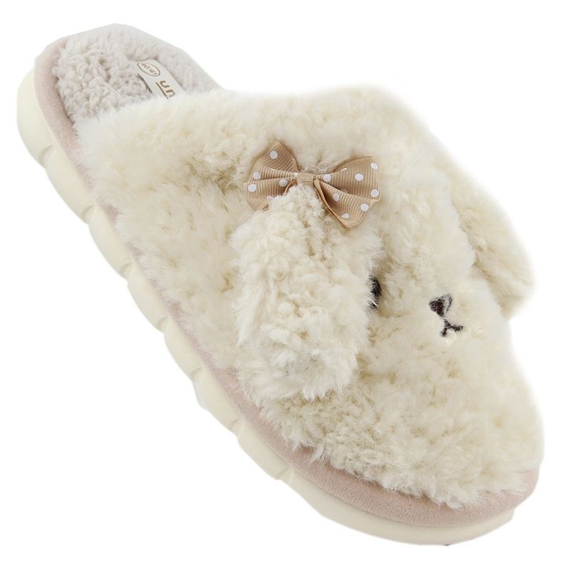 Pantofole da casa da donna in pecora beige Unisoft 7451