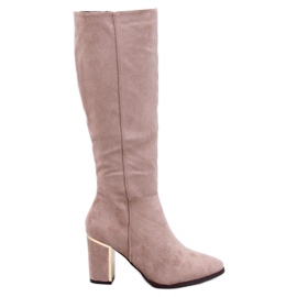 Stivali classici con tacco alto Arlena Taupe beige