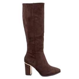 Stivali classici con tacco alto di Arlena Brown marrone