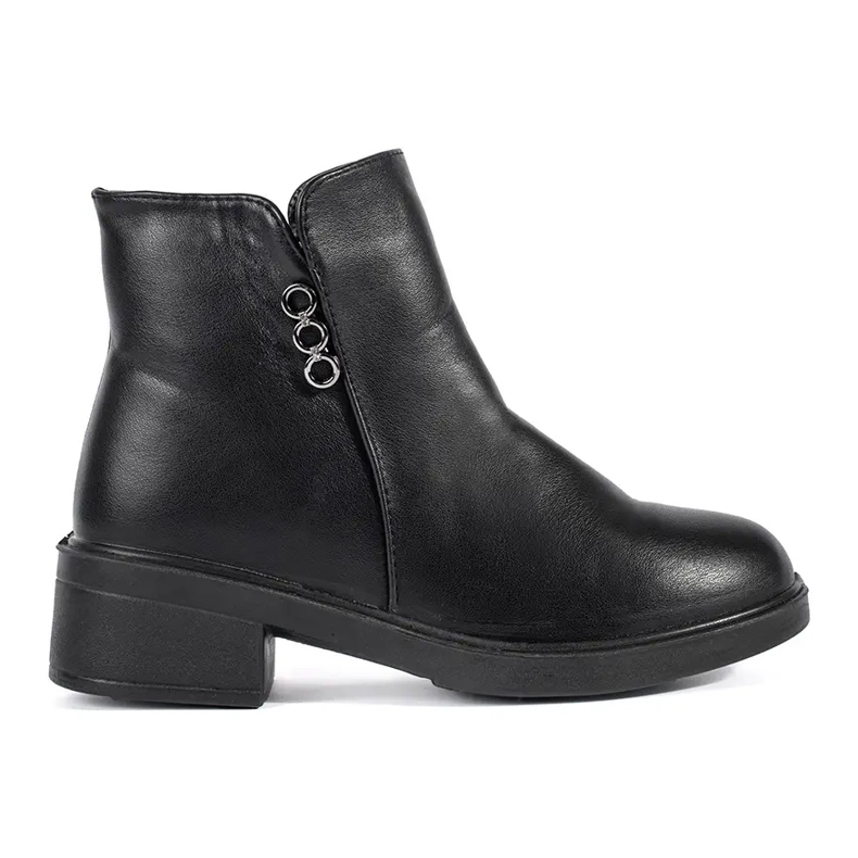 Stivaletti classici neri da donna con tacco basso nero