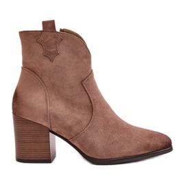 Stivali Cowboy Con Tacco Alto Isolati Realizzati In Eco Pelle Scamosciata Vinceza 58345 Beige Scuro