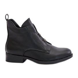 Stivali da donna isolati con tacco piatto in ecopelle S.Barski HY42-716 Nero